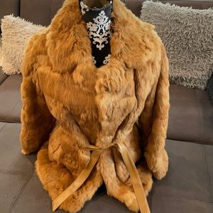 💛SOLD💛100% Rabbit Fur Tan Color Coat Size Medium